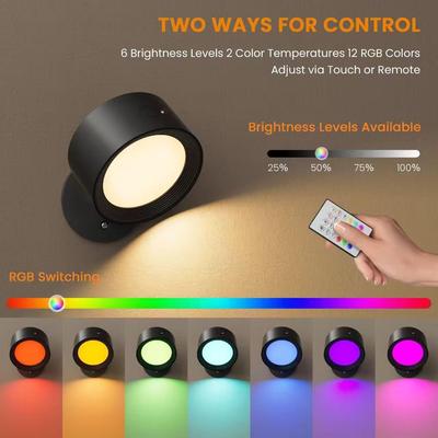 USB Rechargeable Magnetic LED Wall Light - Dimmable with Remote and Touch Control for Indoor Bedroom Decor and Reading