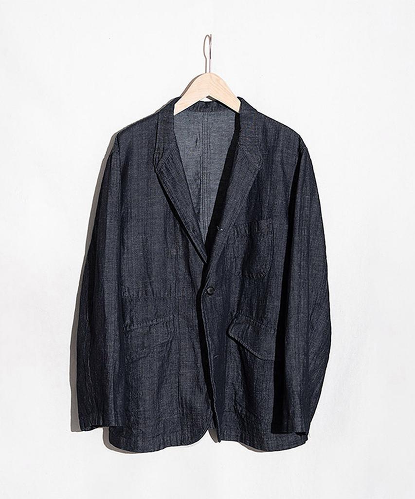 Seoseutein Supply Jacket Cotton Linen Denim Black Indigo One Wash
