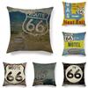 Mother Road Route 66 Pillow Case Linen Cotton Home Textile Waist Cover Cushion
