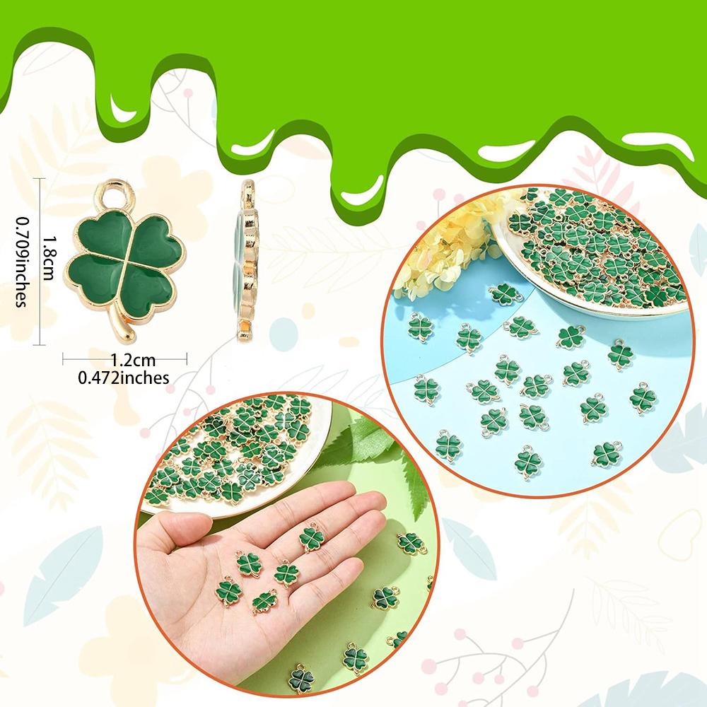 50pcs Lucky Four-Leaf Clover Charm Pendants Shamrock Hanging Charms Four Petal Lucky Leaf Pendant Charm DIY Jewlery Accessories