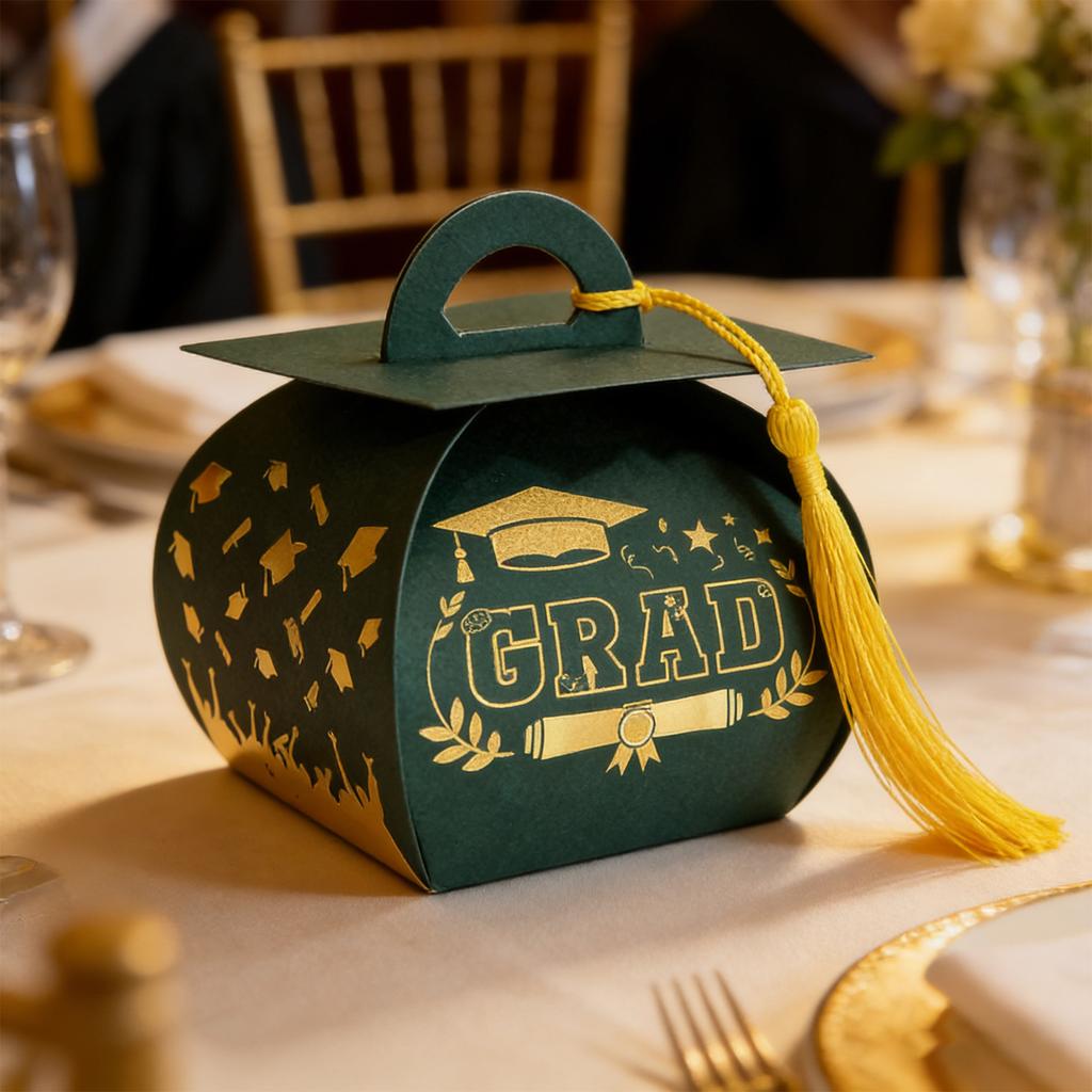 Congrats Grad Cap Treat Box Candy Packaging Boxes Multi-Purpose Creative Table Centerpieces Box Class of 2026 Grad Decorations