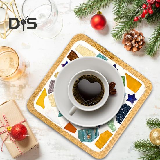 Mosaic Craft Coaster Making Kit for Adults DIY Glass Mosaic Tiles Kits Ceramic Art Bulk Materials Package for Women Kid Seniors Handmade Gifts