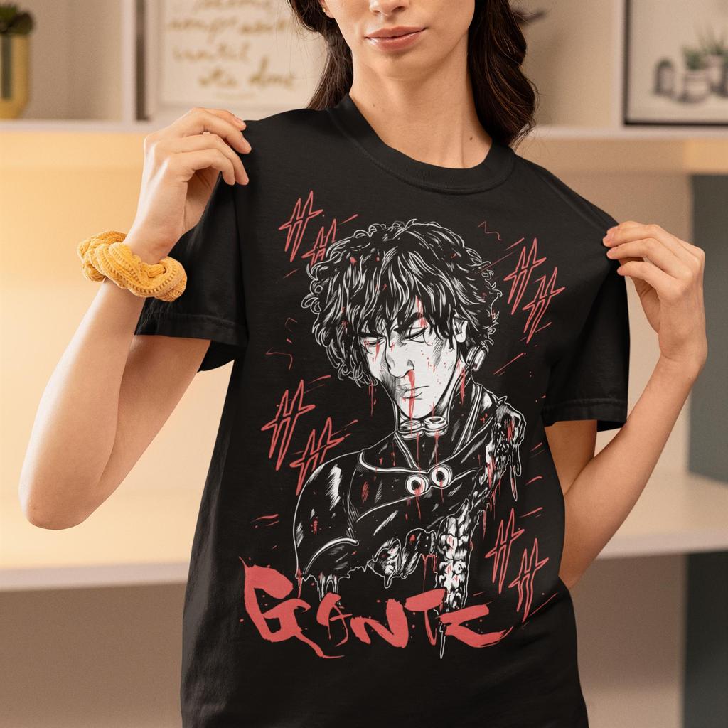 Gantz Kei Kurono Anime Tshirt Mens and Womens Summer Cotton Loose and Fashionable Round Neck Short Sleeved Top