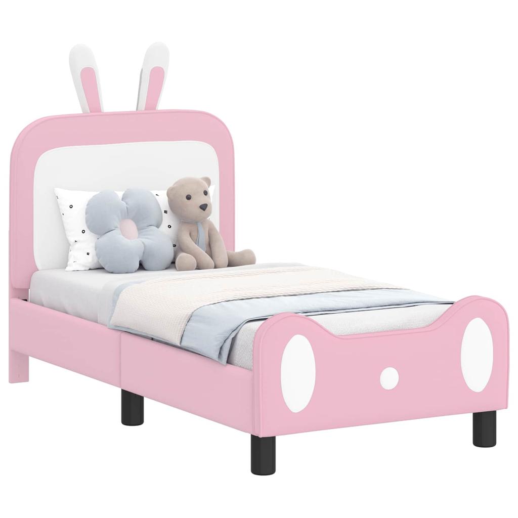 Kids Bed Frame with Headboard Pink 70 X 140 Cm PU