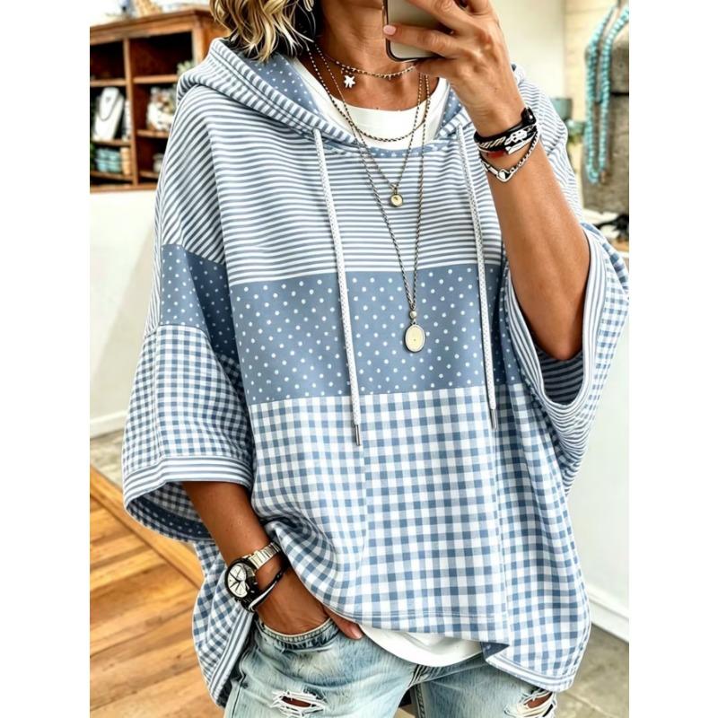 Women's Plus-Size Hooded Sweatshirt, Elegant Comfortable Simple Pattern Print,Fashionable and Versatile