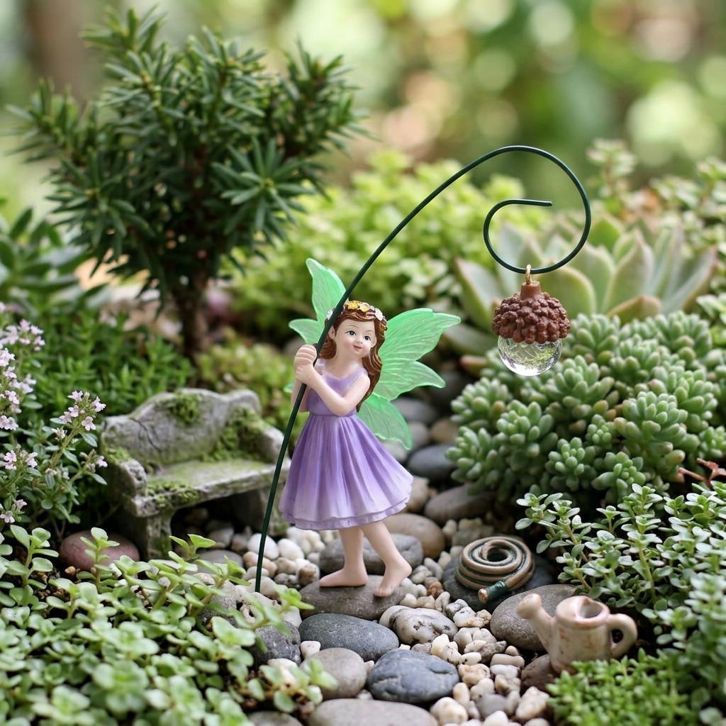 Resin Pinecone Girl Figurine For Outdoor Garden Decoration Waterproof Durable Art Design