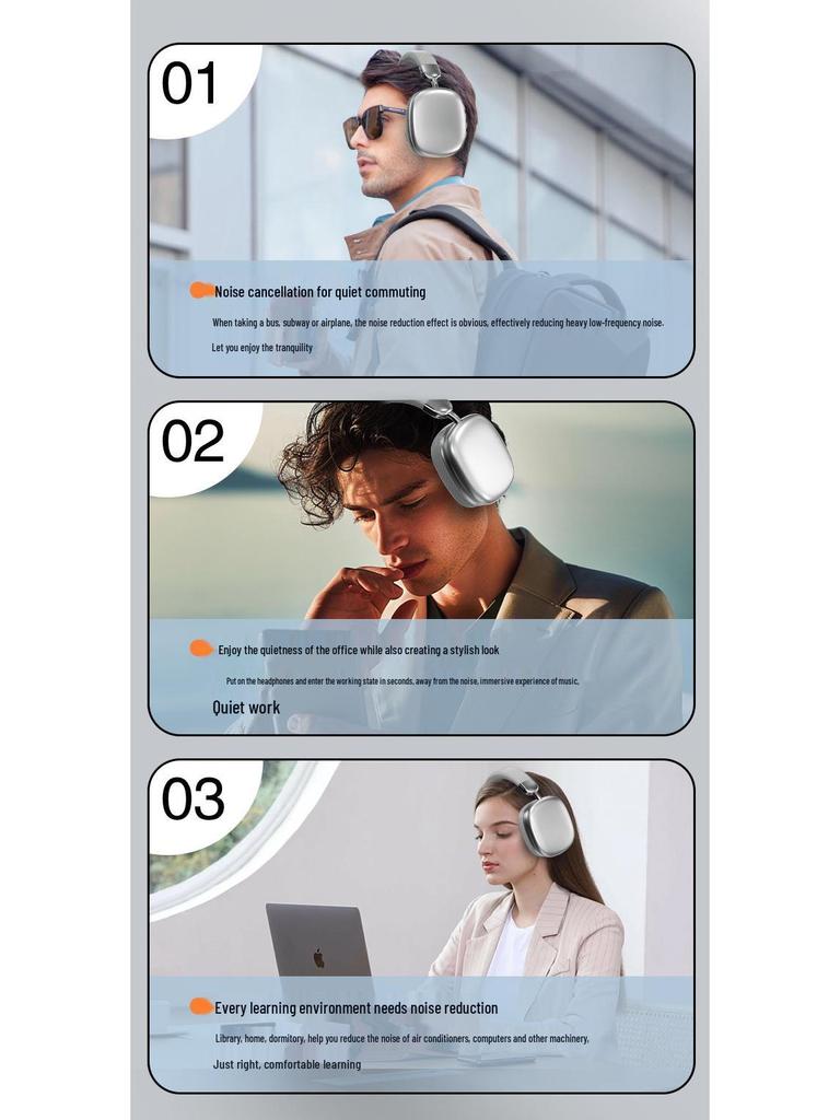 Electroplated Wireless Noise-Cancelling Bluetooth Headphones with Ultra-Long Battery Life