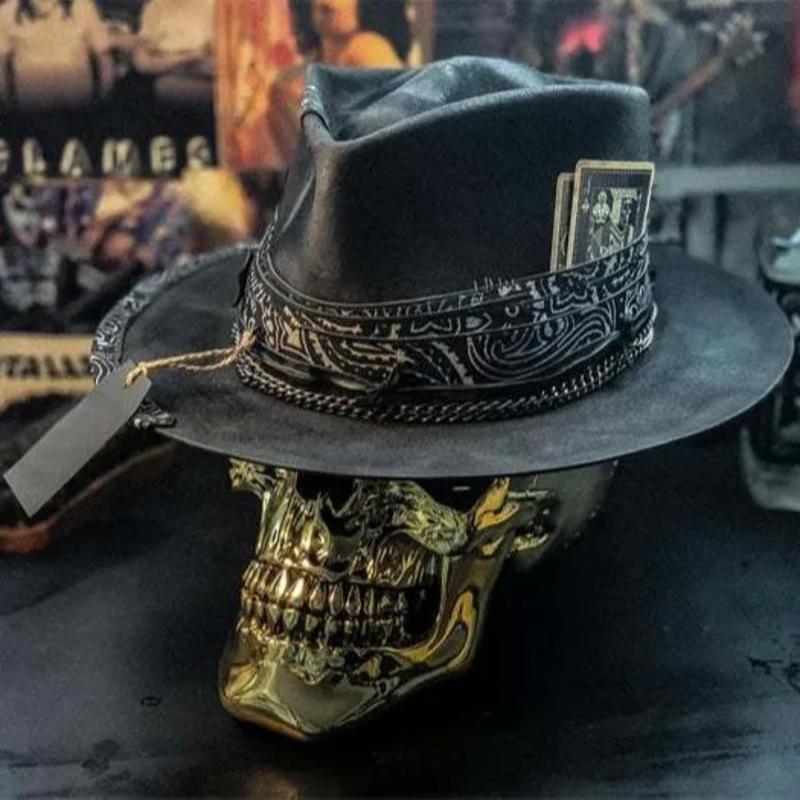 2024 Halloween Nuovo Cappello Teschio Cappello da Cowboy dell'Europa Occidentale Cappello da Baseball Falciatore Triste Cappello Teschio Fatto a Mano Cappelli da Festa