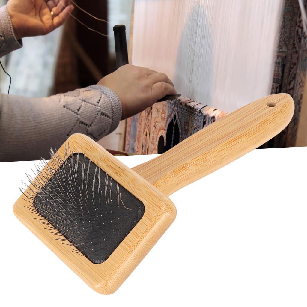 Macrame Slicker Comb with Hole   Bag Cushion Finely Polished Bamboo Cleaning Slicker Brush for Pet Tapestry