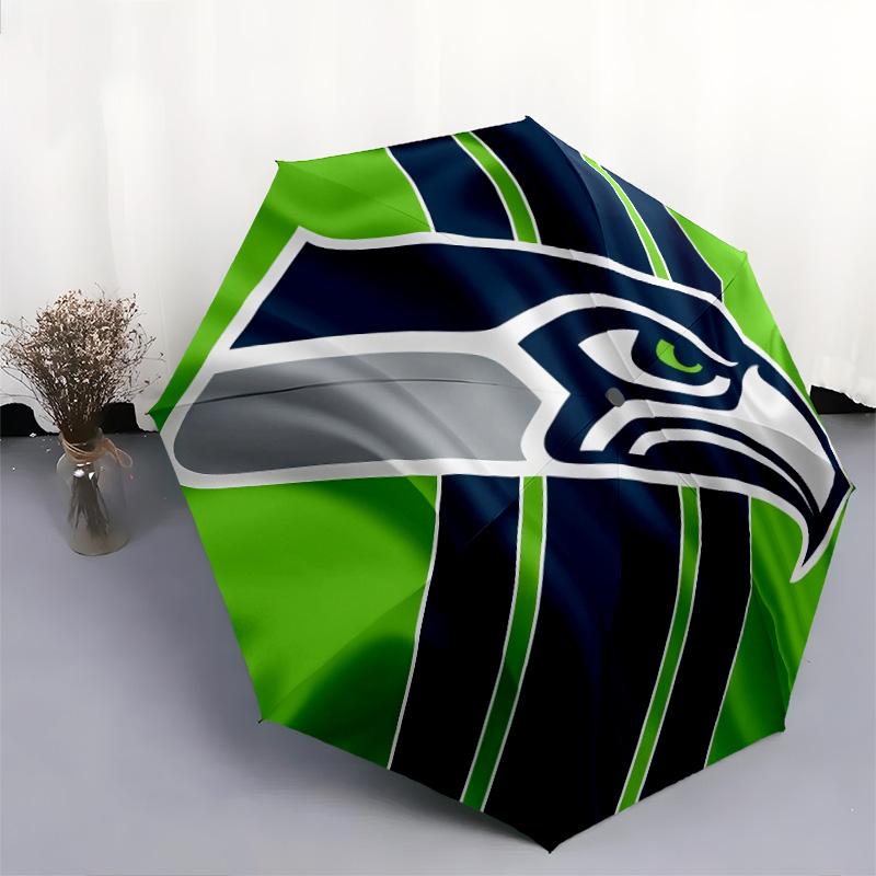 Seattle Seahawks pattern, automatic folding umbrella, portable and foldable design, 8 ribs, a Christmas or birthday gift.