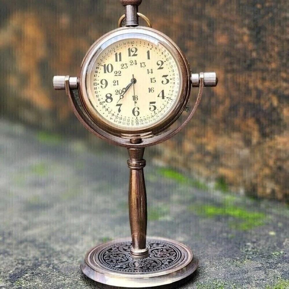 Clock Desk Vintage Table Top Antique Tabletop Brass Decorative Gift