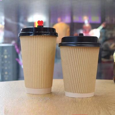 Three Layer Thickened Disposable Bamboo Pulp To Prevent Scalding Coffee Milk Tea Packaged Corrugated Cups with Lid Leak-proof