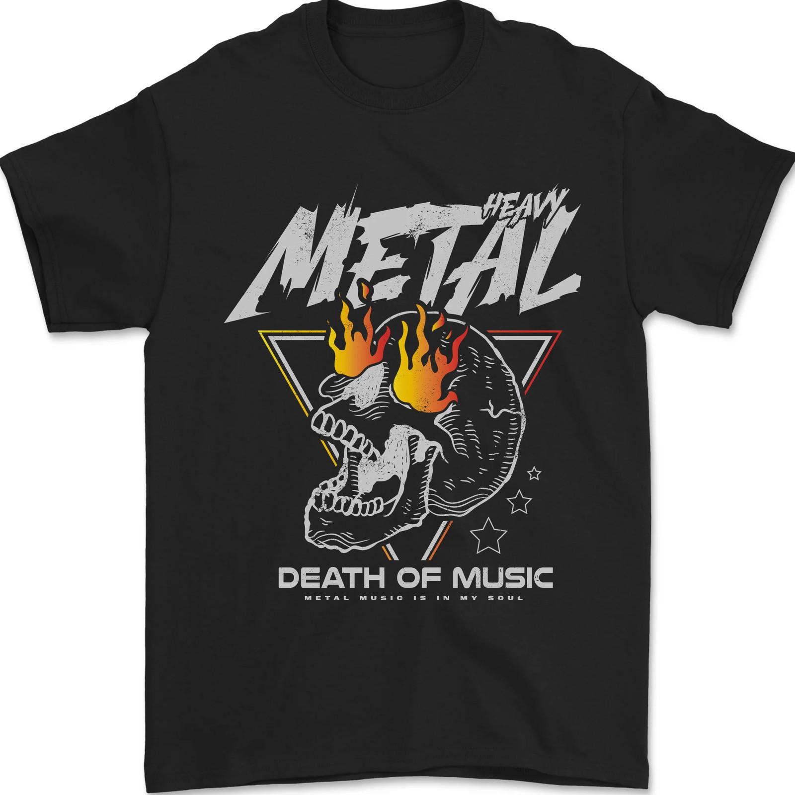 Heavy Metal Death of Music Skull Mens T-shirt Cotton XXXXL