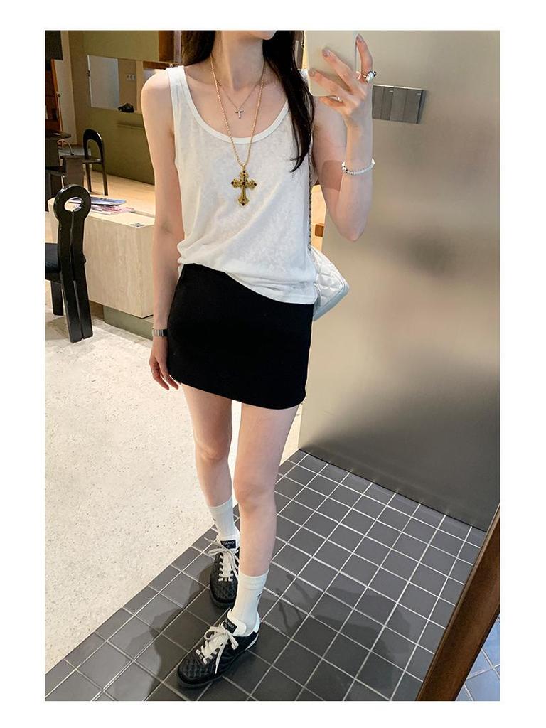 Women's U-Neck Wide Shoulder Strap Tank Top, Sleeveless Summer 2026 Style, Versatile as Inner or Outer Wear