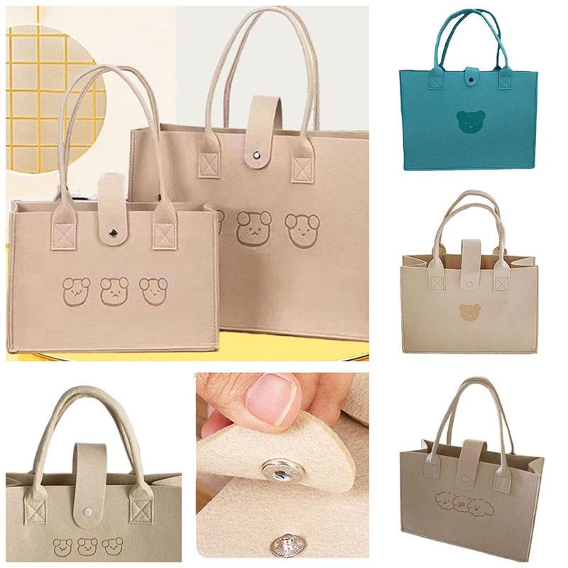 New Trendy Felt Bear Tote Bag Large Capacity And Minimalistic Design