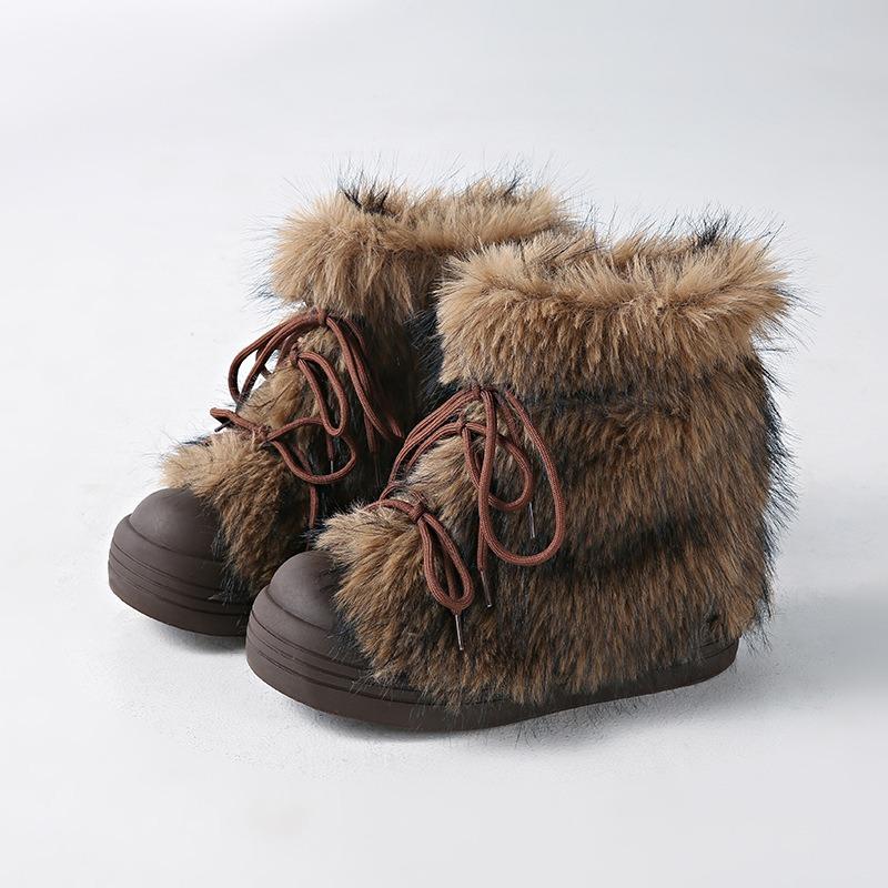 

Mao Mao tube big head snow boots women s thick-soled winter new niche cotton shoes warm and fleece short boots thickened cotton boots 40 коричневий