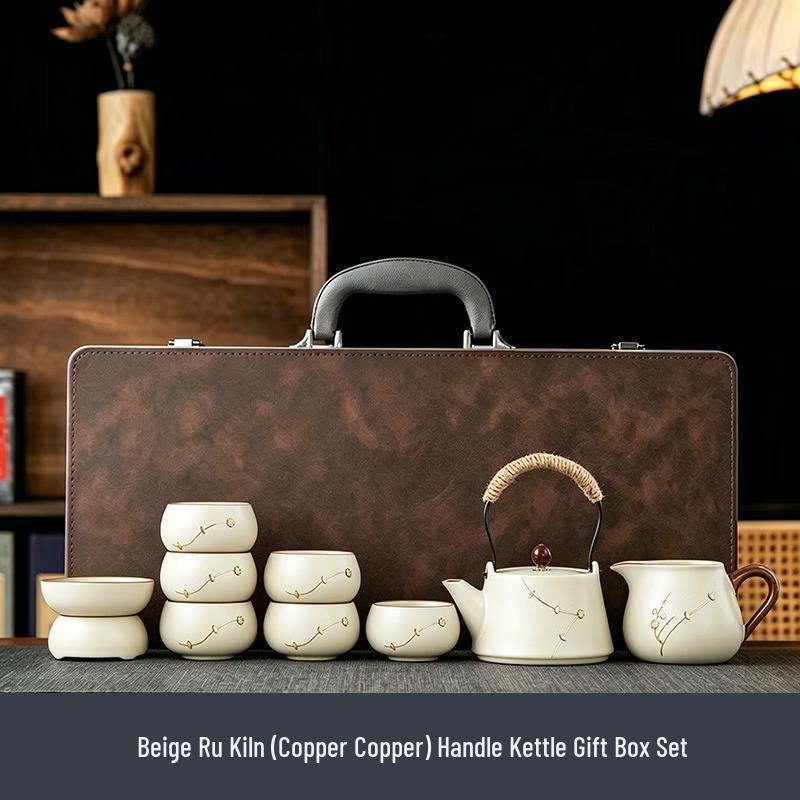 Ru Kiln Kintsugi Style Beam Handle Ceramic Tea Set