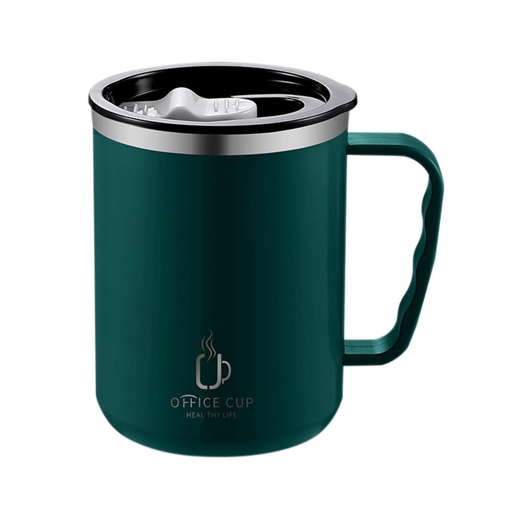 New 500ml/17oz 304 Stainless Steel Milk Coffee Mug Double-Wall Insulated Anti Scalding Water Cup With Lid&Handle Tumble