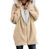 Cardigan con cappuccio da donna autunnale tinta unita taglie forti con cerniera manica lunga morbida giacca larga