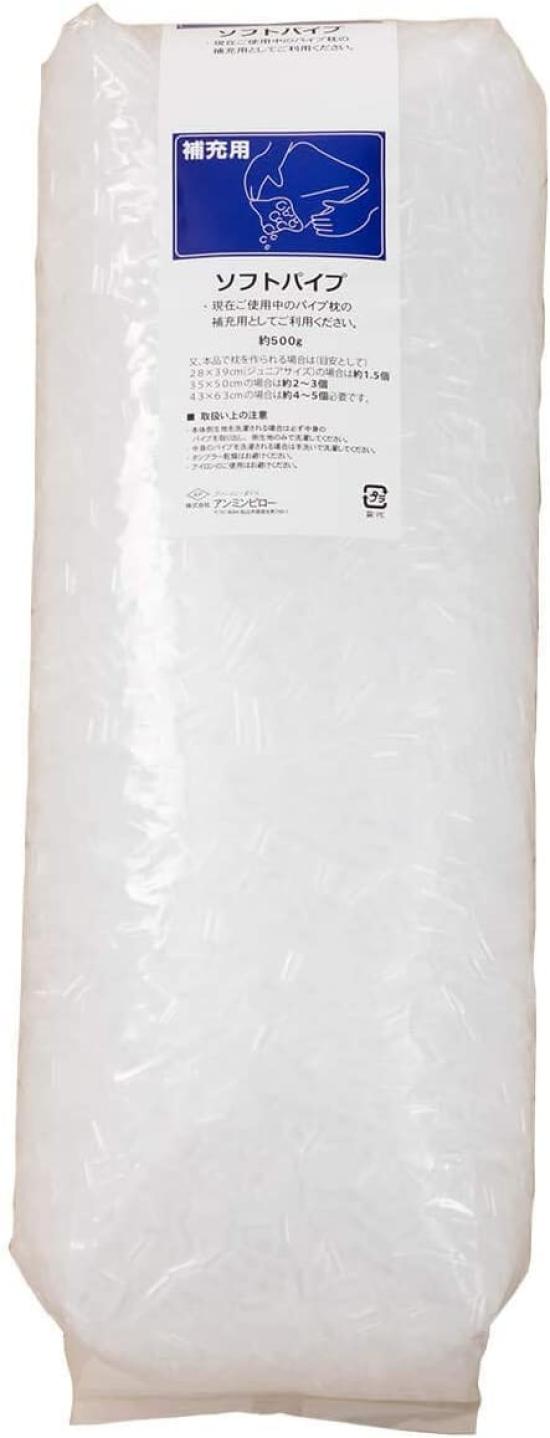 

Anmin Pillow Premium Soft Pipe Refill, 500g, Made in Japan, 8mm Long x 6mm Outer Diameter, for Pillows, Pipe Pillows, Soft Filling, Made in Japan