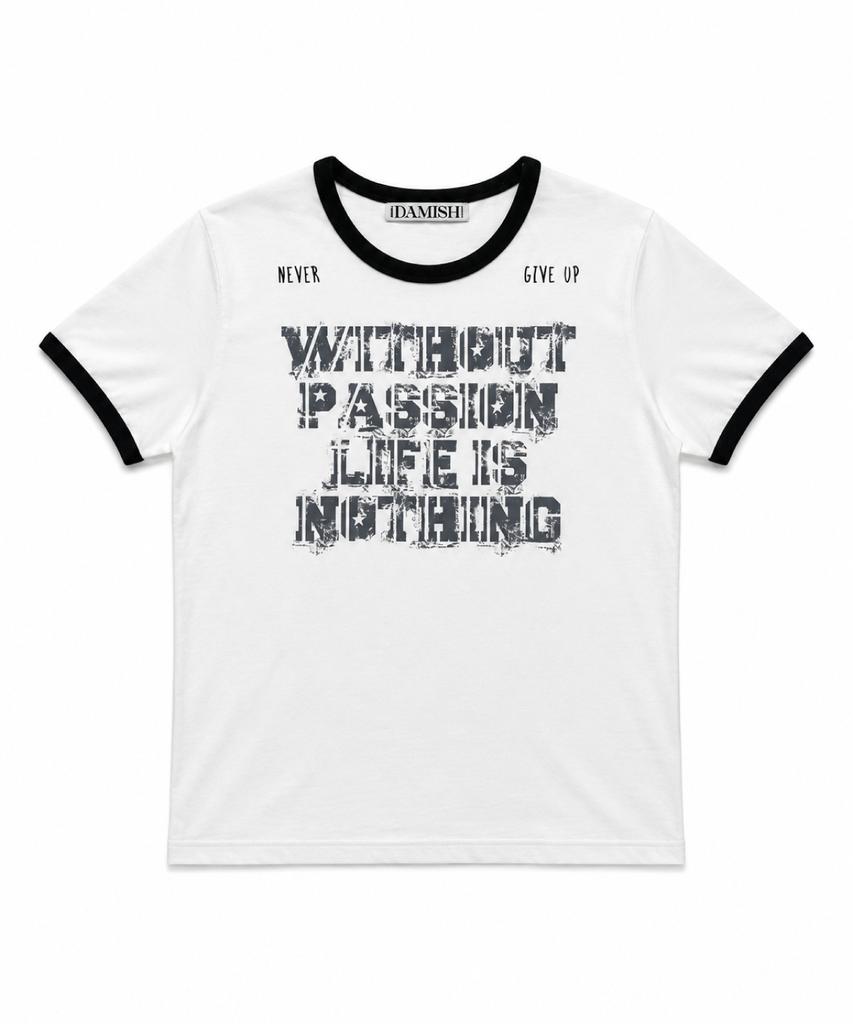 Damiswi Vintage Lettering Ringer T-Shirt_Charcoal