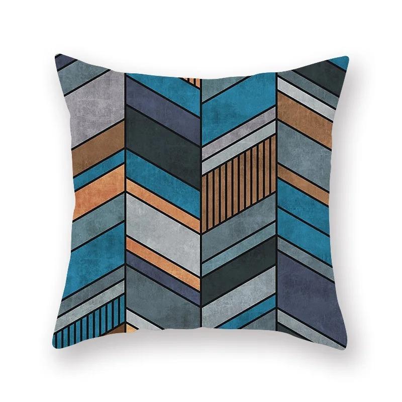 Retro Blue Printed Pillowcase Car Ornaments Office Living Room Sofa Home Pillowcase