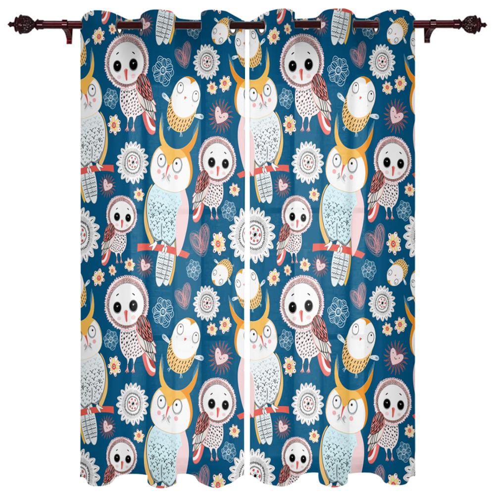 Занавеска для гостиной с рисунком совы из мультфильма Гостиная Спальня Кухня Занавеска — фото 5