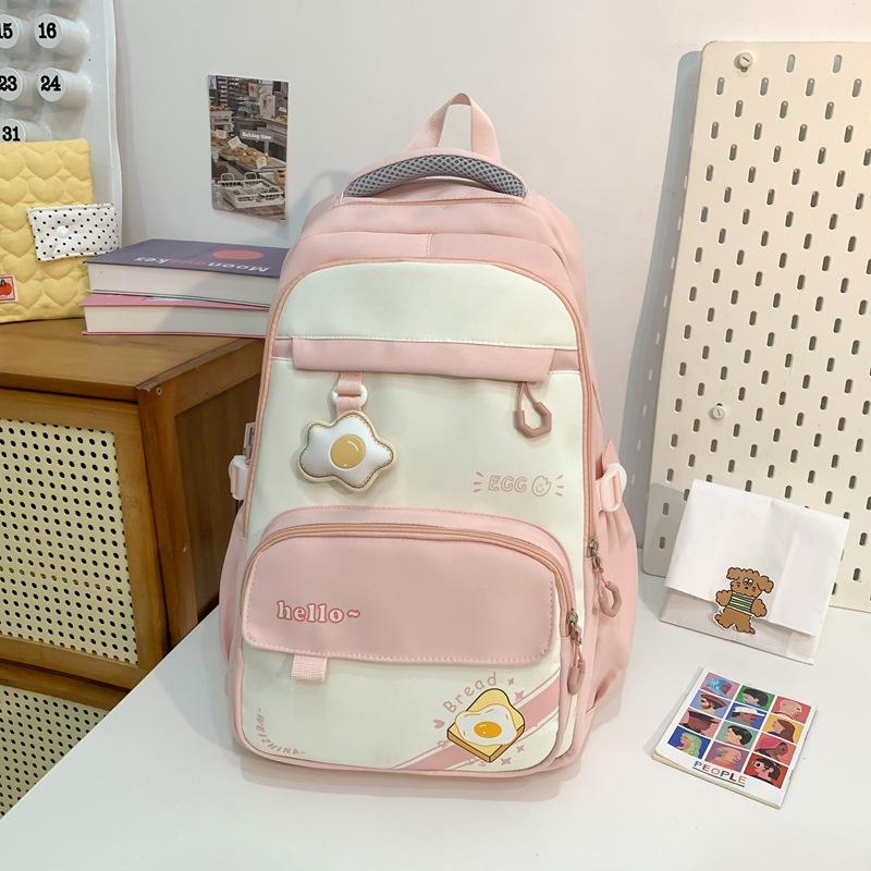 Large Capacity Junior High School Schoolbag Women's Color Contrast Backpack