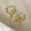 PONYKISS  Sterling Silver Minimalist Knot Geometric Hoop Earrings for Women Trendy Fine  Light Luxury Accessories