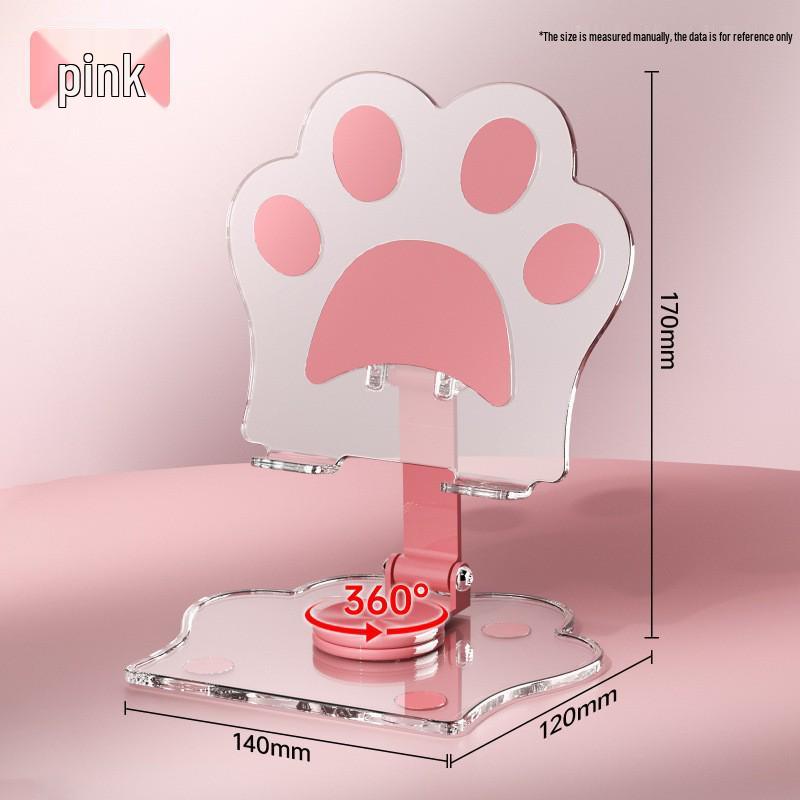 Rotatable 360° Cartoon Cat Paw Transparent Mobile Phone & Tablet Stand