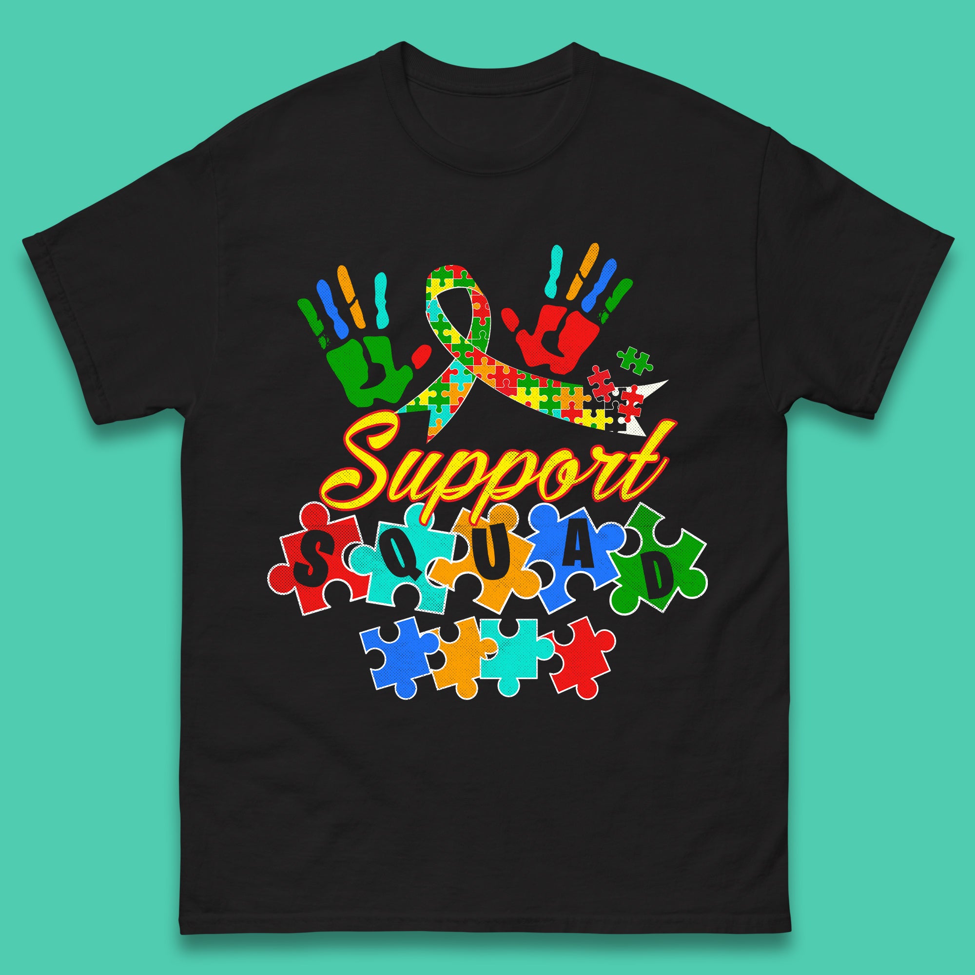 Autism Support Squad Mens T-Shirt Womens Tops Tees S