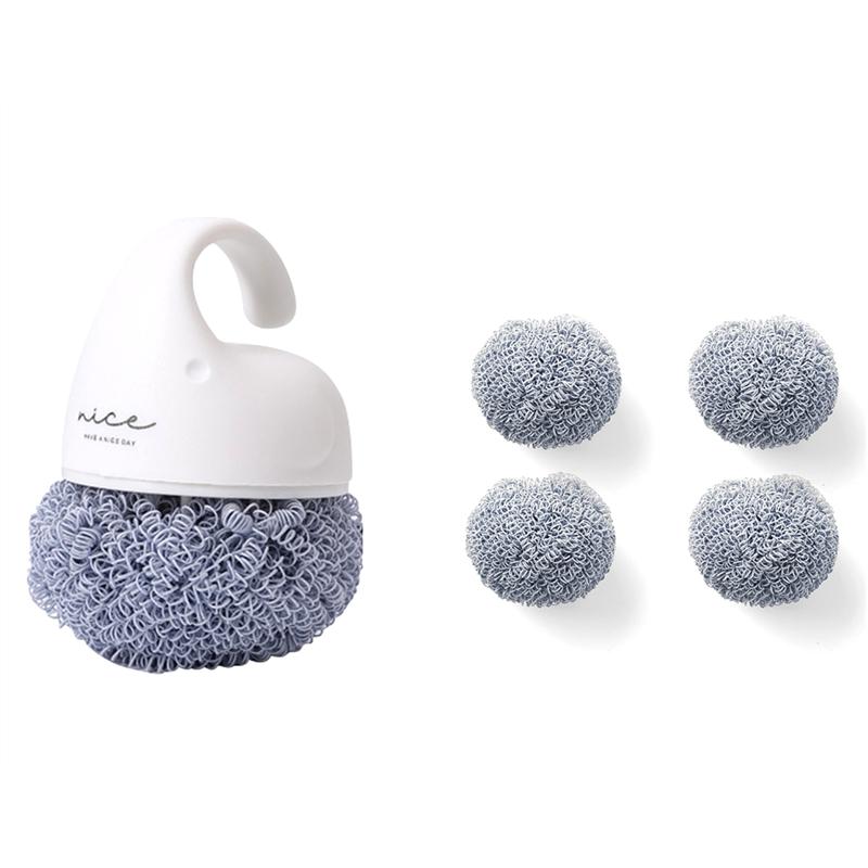 ABWR-Kitchen Cleaning Brush With Dishwashing Sponge Long Handle Washing Brush Cleaning Dishes Can t Off No Silk