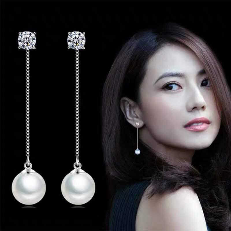 Elegant Korean Dongdaemun Pearl Tassel Stud Earrings - 925 Silver Needle, Color-Preserving Design for Women