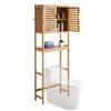 Bamboo Over The Toilet Storage Cabinet, 175 Cm Height Bathroom Storage Organizer with Double Door & Inner Adjustable Shelf