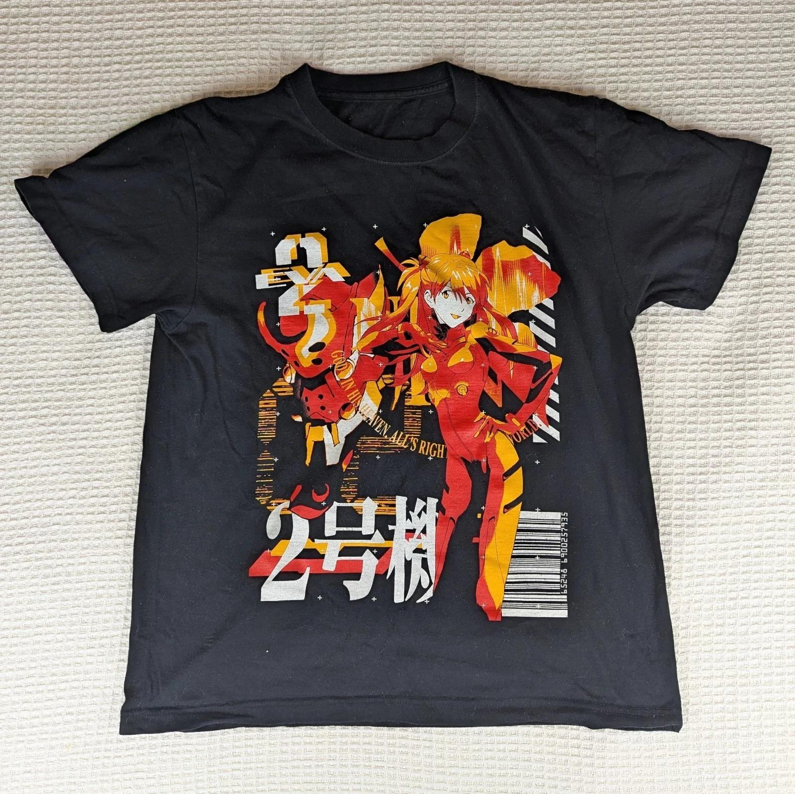 

Evangelion Asuka Graphic TShirt COSPA Anime Tee Black Japan Cotton TShirt Short Sleeve Unisex Women S