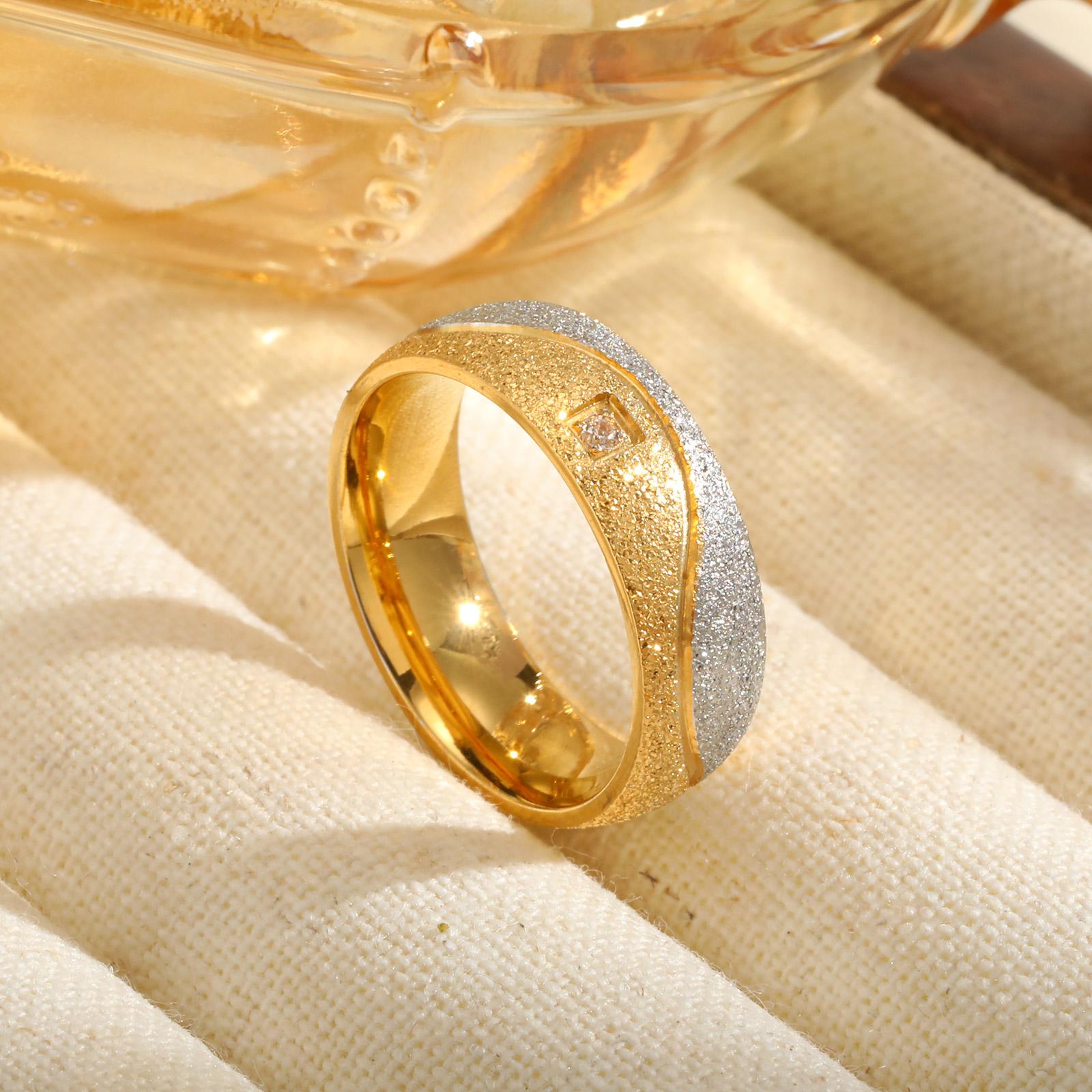 

Stainless Steel CZ Stone Wedding Ring for Women Carved Wave Pattern Pearl Sand Zircon Ring Anniversary Jewelry Lover Gifts 5