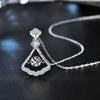 925 Sterling Silver Fan-Shaped Pendant Necklace for Women Korean Style Unique Design Moissanite Dangle Romantic Valentine's Day