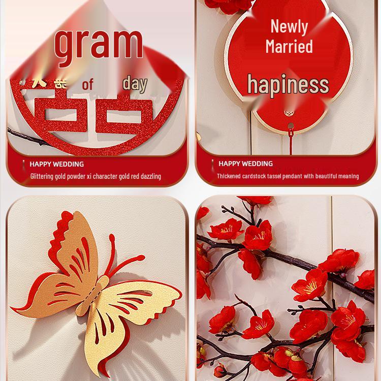 Double Happiness Wedding Room & TV Wall Decoration Set