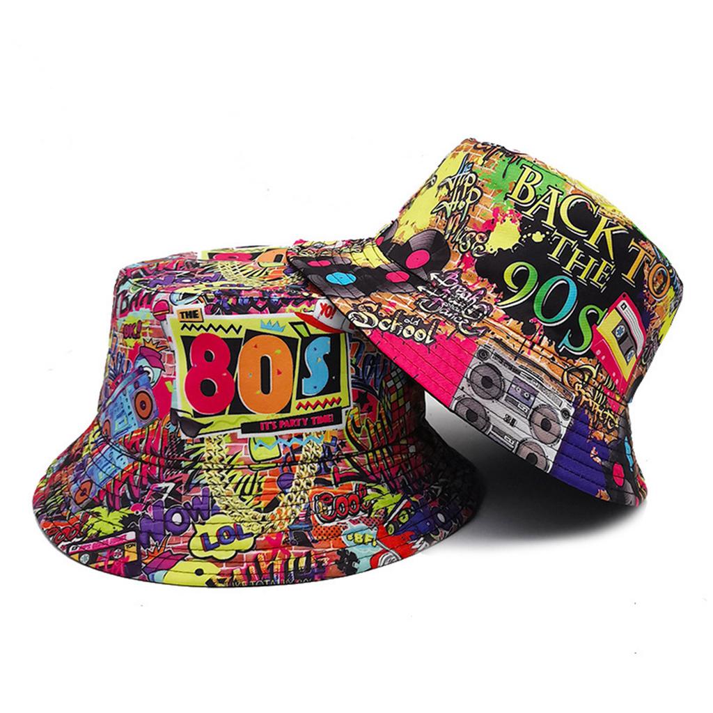 Cool Hiphop Hat Fisherman Hat for Teens Soft Brim Summer Sun Cap Reversible Dance Party Bucket Hat Outdoor Travel Hat