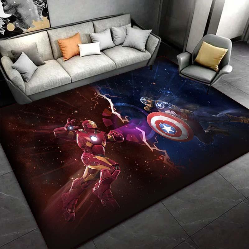 1pc Iron Man Pattern Area Rug Soft Flannel Floor Mat for Living Room, Bedroom, Sofa Coffee Table Floor Mat, Machine Washable