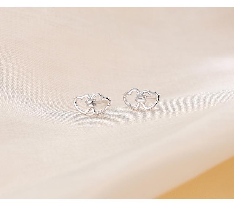 Banyan Tree S925 Silver Sweet Double Heart Earrings for Women