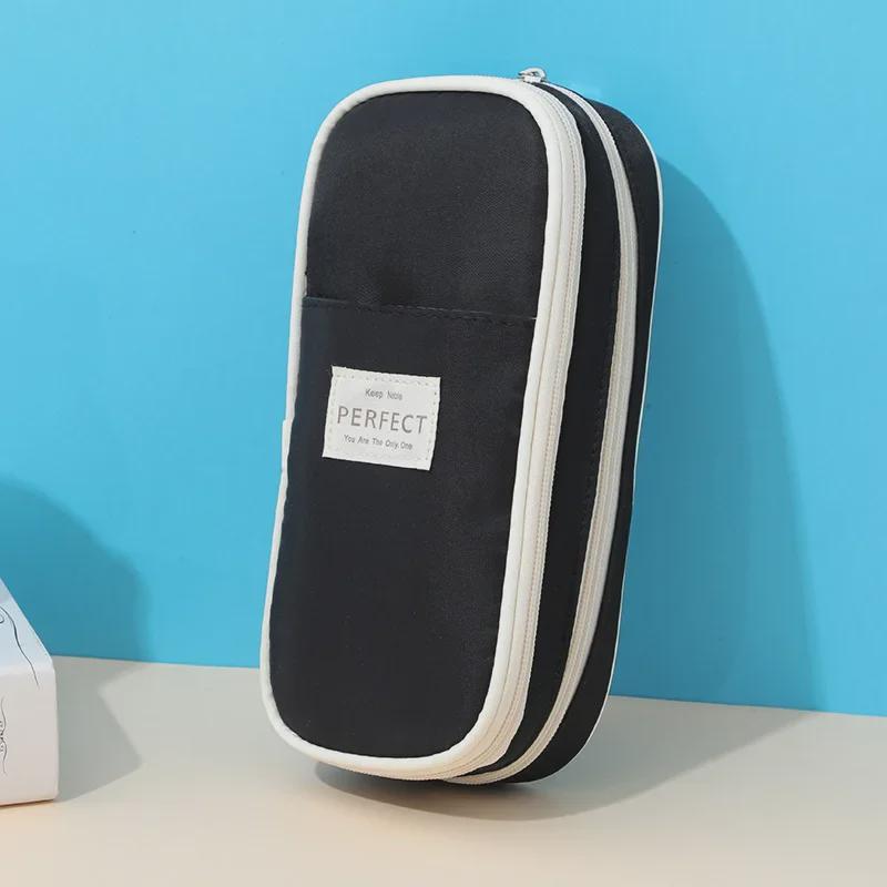 

Двухслойный пенал из композитной ткани Macaron с большой вместимостью - в японском и корейском стиле, многофункциональный для студентов