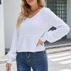 Women's  And Winter  Solid Round Neck Long Sleeve Knit Sweater Pullover Sweater