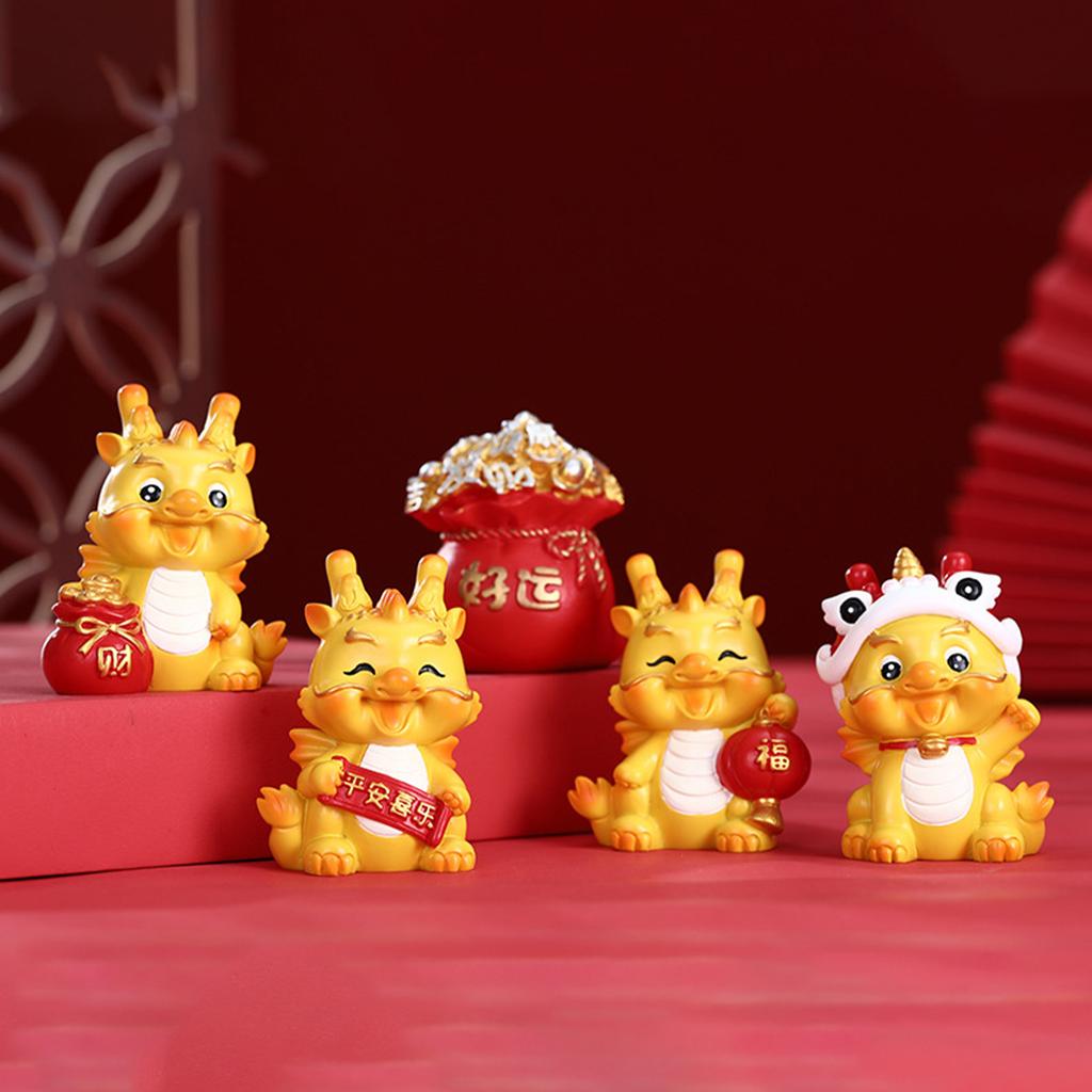 Chinese Year Dragon Figurine Lifelike Adorable New Year Dragon Sculpture for Home Decoration