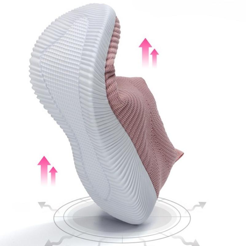 Light Breathable Women Flats Knitted Mesh Casual Running Shoes Soft-soled Slip-on Walking Shoes