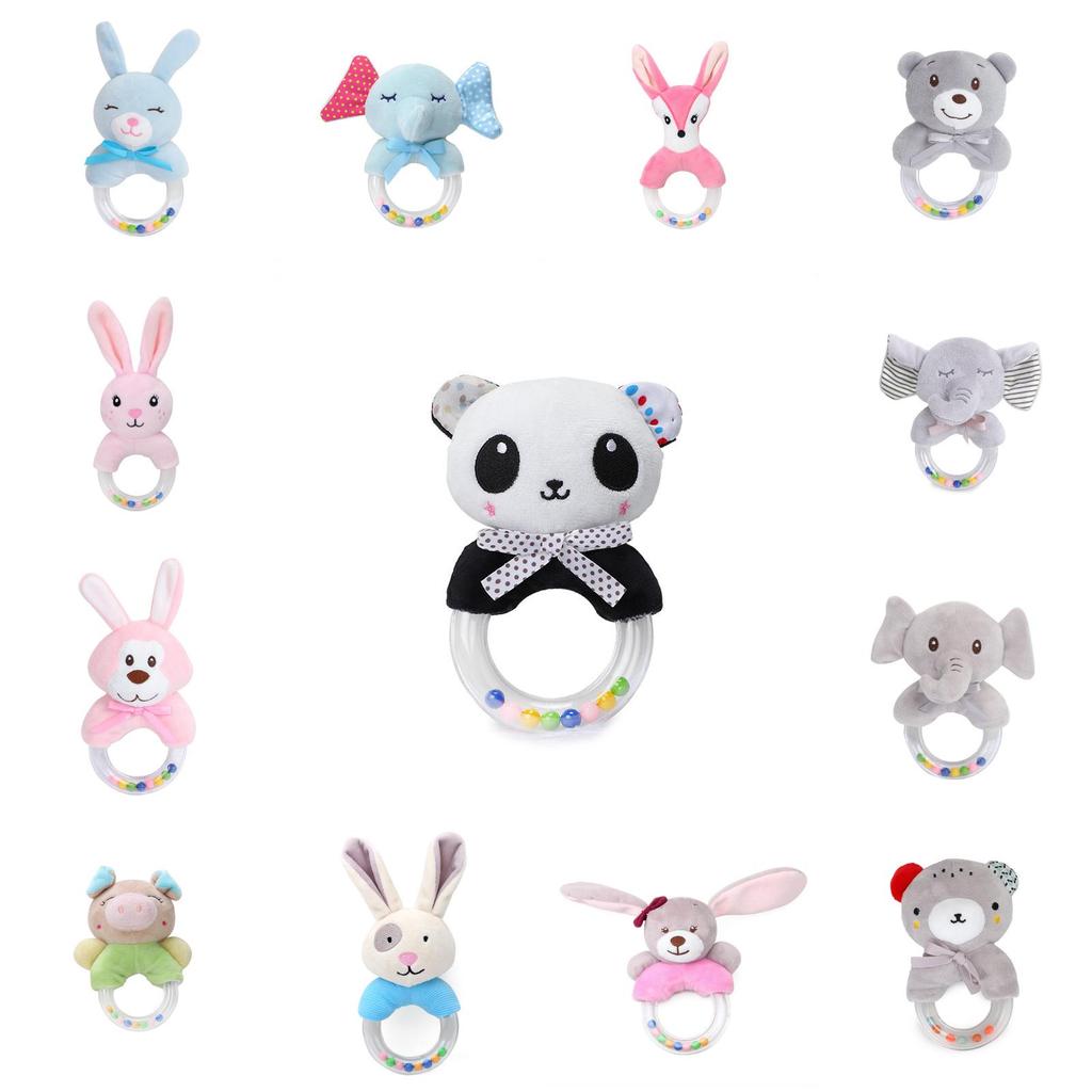 Baby Fox Rabbit Sheep Plush Rattle With Colorful Beads For Early Childhood Development