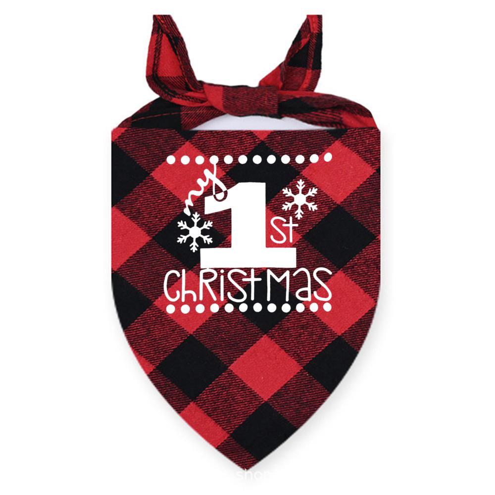 My First Christmas Print Dog Bandanas Large Pet Scarf Pet Bandana for Dog Plaid Bow Ties Collar Cats Dogs Xmas Scarf Accessories