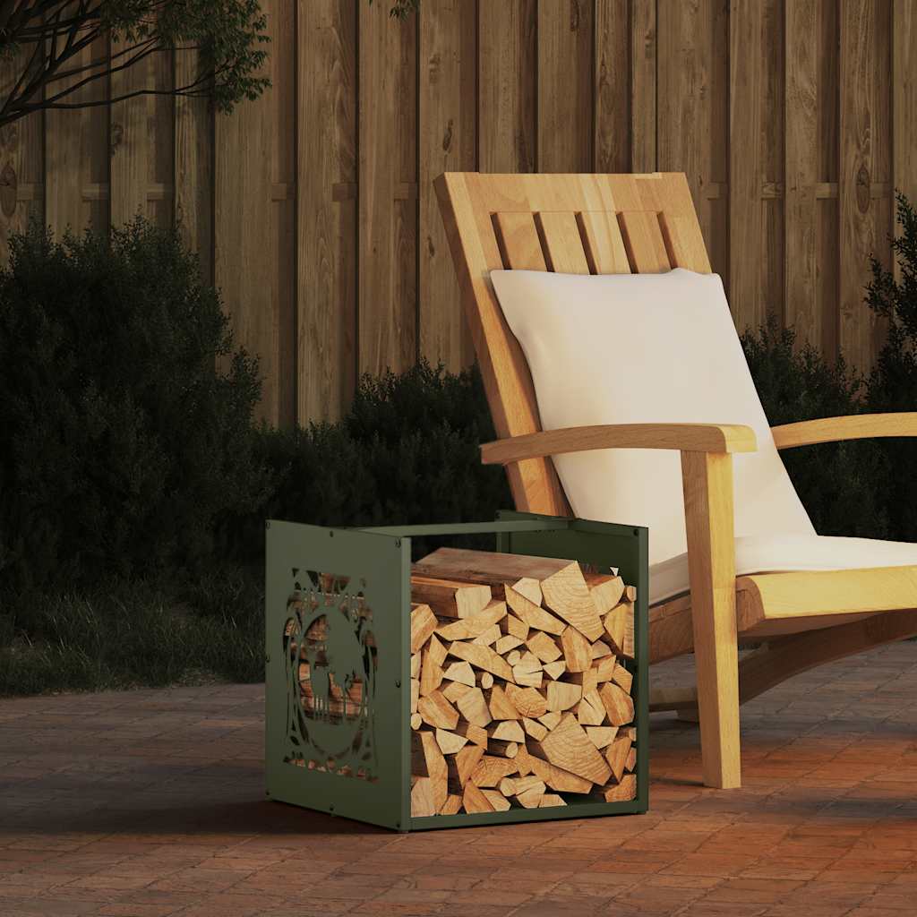 Firewood Rack Olive Green 40 x 40 x 40 cm Cold Rolled Steel
