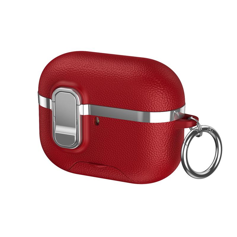 Galvanisiertes Leder-Kopfhörerhülle für AirPods 4. Generation Pro 3 2 Bluetooth-Headset-Abdeckung mit Telefonständer Schlüsselanhänger für AirPods Pro 3 2 Kopfhörer-Ladebox