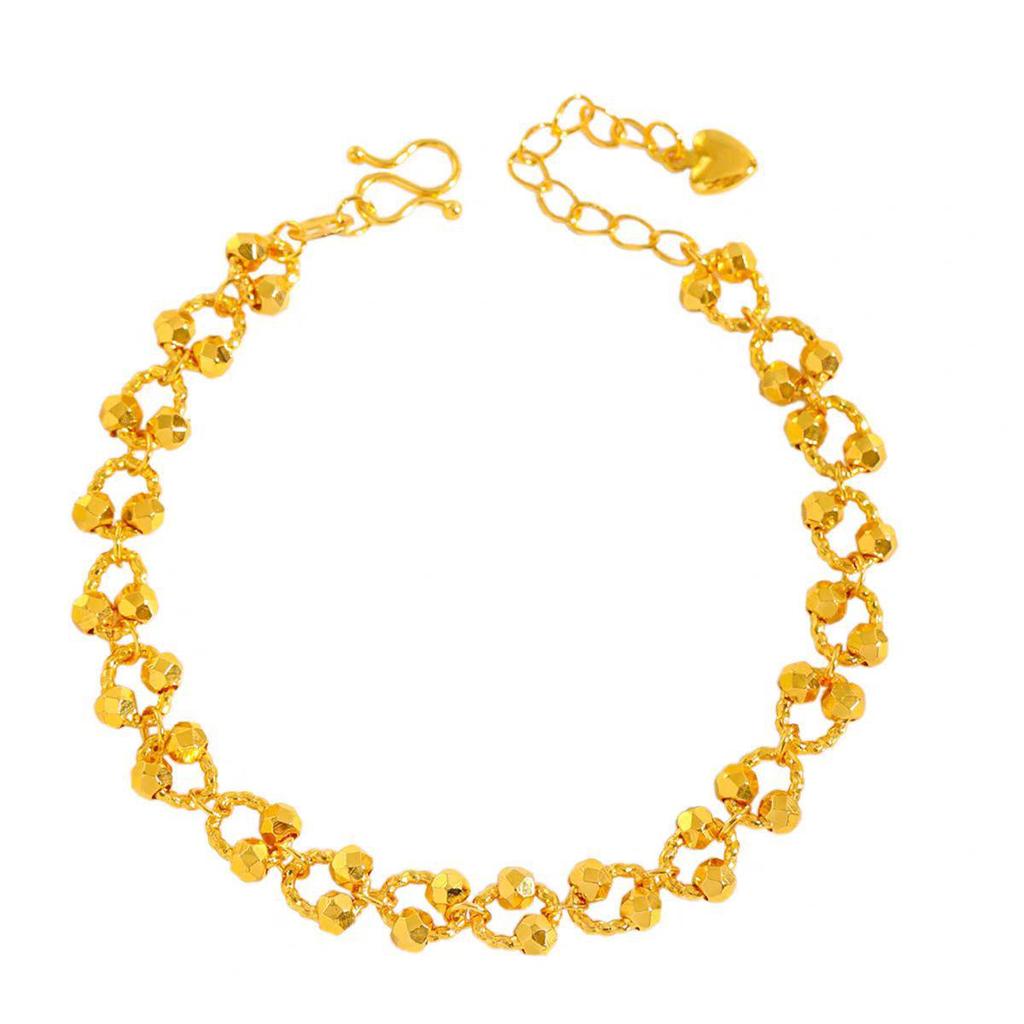Gold Interlocking Circle Disco Bead Bracelet – Women's Luxurious Starry Sky Design